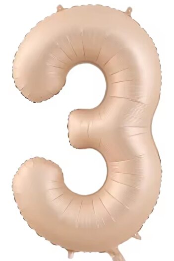 BeySüS Powder Color Matte 3 Number Foil Balloon 100 cm