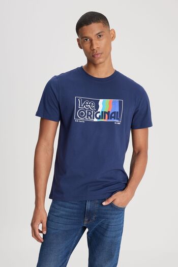 Lee Regular Fit Regular Cut Crew Neck 100% Cotton Navy Blue T-Shirt