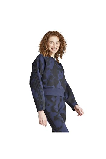 adidas Future Icons 3 Stripes Women's Navy Blue Round Neck Sweatshirt