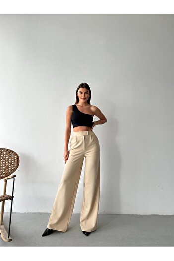 Plenty Women's Palazoo Licra Pant with Vecle and Side Pocket