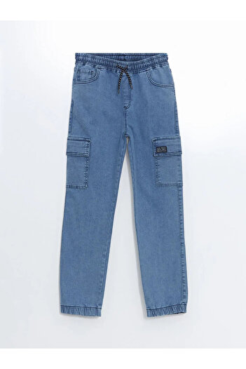 LC Waikiki Lc Wai̇ki̇ki̇ Lcw Kids Medium Indigo Elastic Waist Boys Cargo Jean Pants