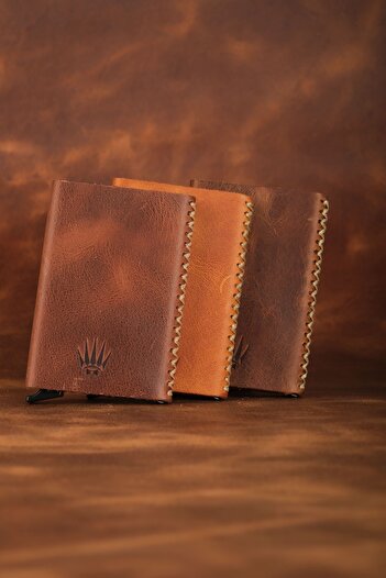 WATCHOFROYAL Gray Genuine Leather 9 Card Lexi Wallet with Mechanism and Rfid Protection