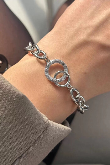 Vitastyle Steel Bracelet with Chain Detail
