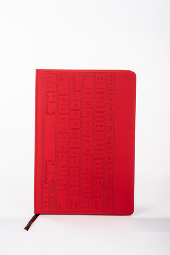 MUKKO HOME Thick Leather Cover Keyboard Patterned A5 Ruled Notebook Red