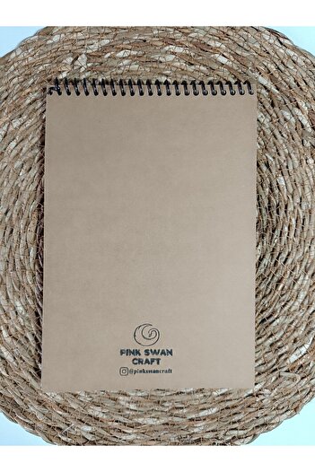 Pink Swan Craft A5 Kraft Cover Spiral Notebook – 40 Sheets (80 Pages) Scrapbook, Bullet Journal and Planner