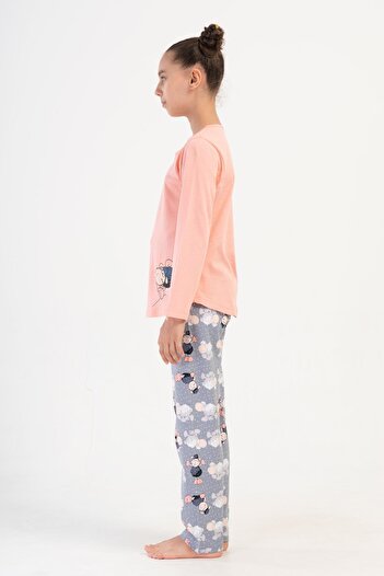 VİENETTA Kız Çocuk Uzun Kol 2 İplik Pembe Pijama Takım