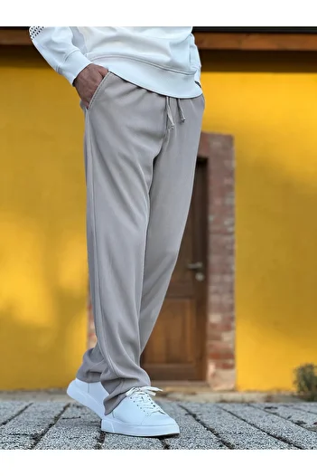 ElitWear Men's Comfortable Fit Ribbed Fabric Relaxed Trousers