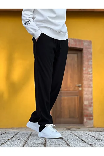 ElitWear Men's Comfortable Fit Ribbed Fabric Relaxed Trousers