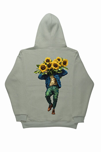 By Caspita Fashion Lenithra Van Gogh Світшот з принтом на спині, унісекс, оверсайз, сірий