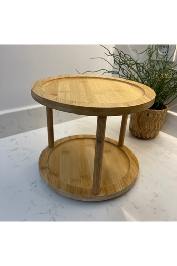 Sade Hediye Bamboo 2-Tier Rotating Stand Multi-Purpose Presentation Holder