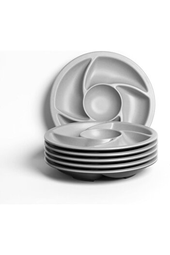 mastergold 4 Pieces Divided Melamine Round Plates ( 24cm ) for Serving Nuts, Desserts, Sauces and Snacks