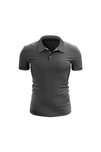 raru 100% Cotton Pocketed Polo T-Shirt Paratus Anthracite Melange