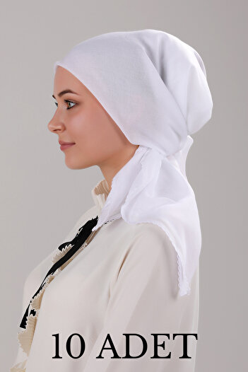 Melodi Scarf White Hijab 10-Piece Women's Inner Headscarf - 100% Cotton