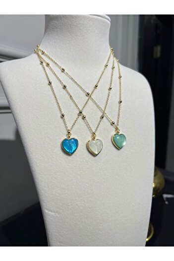 Store 3Pcs Colorful Steel Heart Necklace