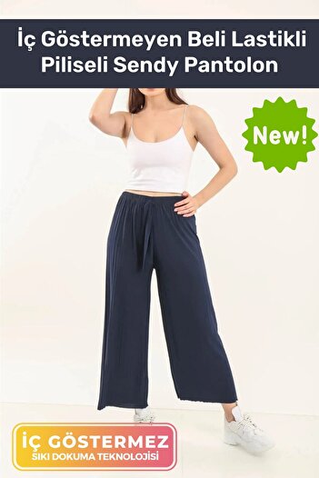 Pastimore New Trend Wide Leg Mother Women Comfortable Pleated Sendy Pants with Elastic Waist that Doesn't Show Underwear