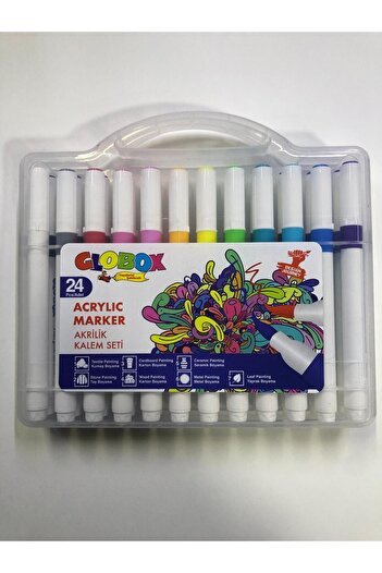 Globox 24 Colors Acrylic Pen Set - Brush Nib Plastic Box