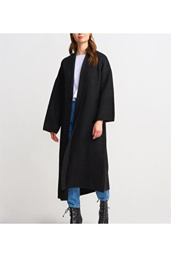 MADAMMERY Black Knitwear Thick Long Cardigan