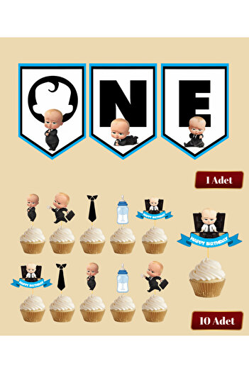 Big Party Set banner și scobitoare Boss Baby One Flag