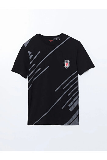 LC Waikiki Siyah Standart Kalıp Beşiktaş Baskılı Erkek Şortlu Pijama Takımı