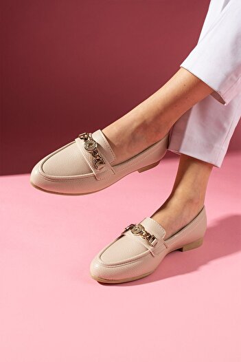 FUGA MODA Meralis Beige Round Object Detail Accessories Casual Shoes Loafer Babet