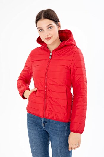 G-FOX Women's Quilted Seasonal Puffer Jacket Fixed Hooded Full Length Zippered 8398