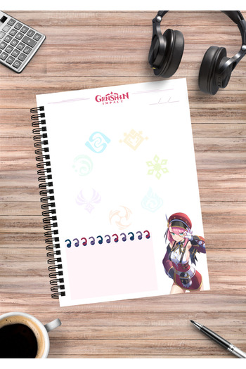 mertfigur Genshin Charlotte Anime Spiral Notebook A5 (50 Sheets)