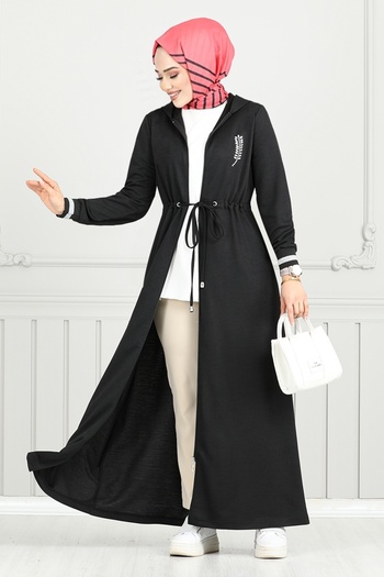 ModaMerve 1977 Model Hijab Ferace - Stone Detailed, Black, Fon1064-M