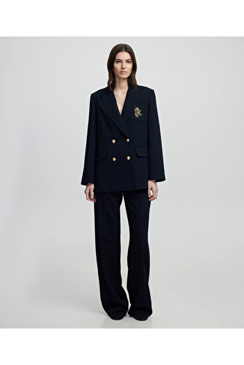İpekyol Double Breasted Cut Monogram Embroidered Blazer