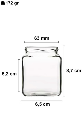 Afracam 250 ml Metal Gold Kapaklı Kare Kavanoz 250 Cc Şeffaf Köşeli Kavanoz 2 Adet