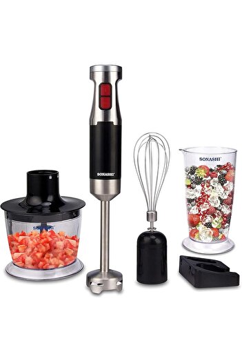 sonashi 4-in-1 Hand Blender | 600W | Chopper, Whisk, 700ml Jar, 500ml Chopper | Smoothies & Purees