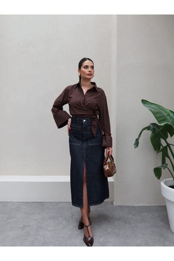 ESRAHELVACI Denim Slit Skirt