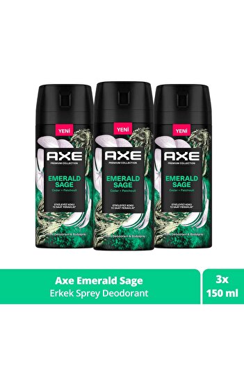 Axe Premium Collection Erkek Sprey Deodorant Emerald Sage 150 ml X3