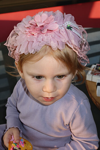 TAKIŞTIR Pink Color Flower Figured Children'S/Baby Hair Band