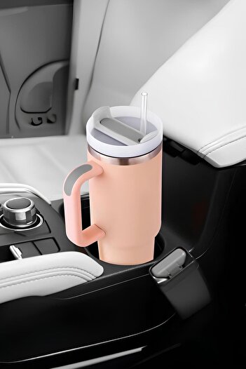 Weather Forecast 304 L Steel 1.2 L Pink Hand Thermos Mug with Straw Gin856Pm
