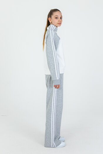 Black One Girl's Tracksuit Suit with Zipper Collar