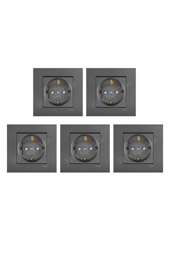 VİKO Viko Novella Smoked Child Proof Grounded Socket 5 Pieces Frame Included