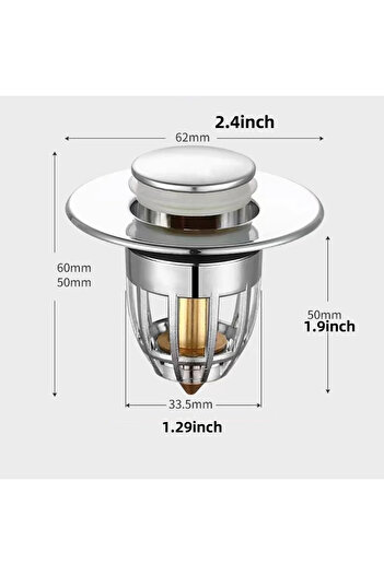 Choice 1pc Silver Universal Rebound Drain Plug Filter Basin Pop-up Chrome Sink Filter with Hair Catcher Bat