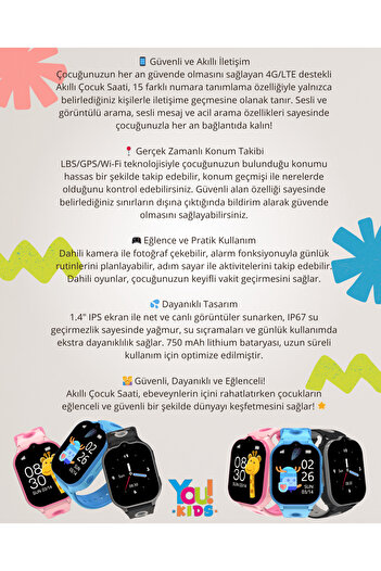 You Watch Kn8101.M Akıllı Sim Kartlı Çocuk Takip Kol Saati You Kids