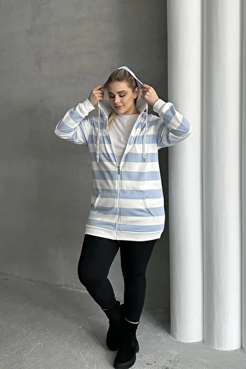 Stil Diva Plus Size Long Sleeve Hooded Pocket Zip-Up Cardigan 74-104
