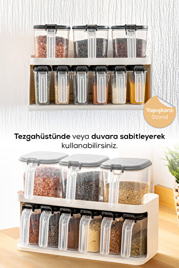 Vienev White 9-Piece Self-Oiled Spice Rack Set with Stand and Labels