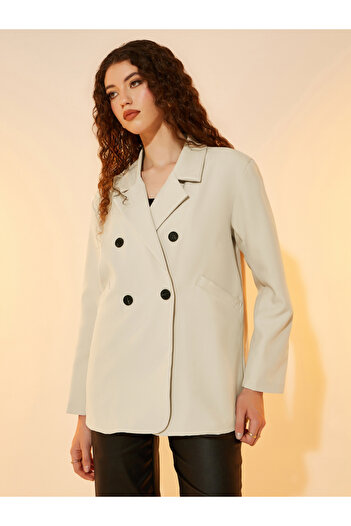 Take Two By Styli Regular Fit Longline Double Breasted Blazer with Pockets