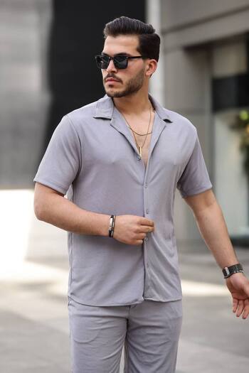 ROBERTO BORNOVA Twist Fabric Short Sleeve Shirt - Shorts Bottom Top Set