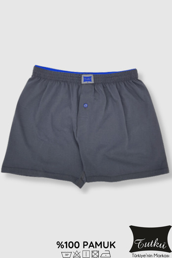 Tutku Men's Gray Combed Cotton Plain Boxers 10 Pack