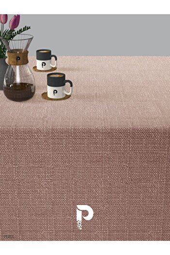 Perle Light Pink Linen Textured Tablecloth