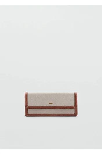MANGO Woman Contrast Rectangular Canvas Wallet