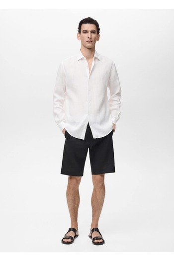 MANGO Man Slim Fit 100% Linen Bermuda Shorts