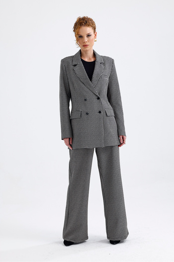 Sense Lined Patterned Suit Jacket and Pants |   Ckt36036 Houndstooth Patterned
