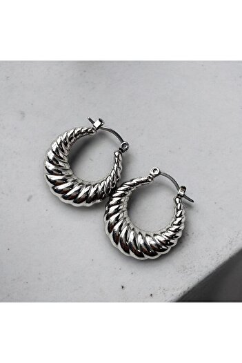 neslyaccessories 316l Stainless Steel Tarnish Free Croissant Model Vintage Hoop Earrings