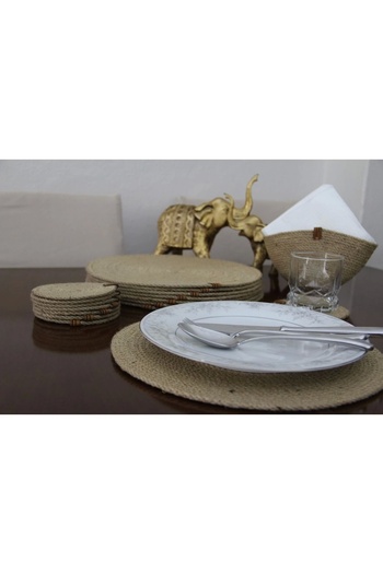 Hediyeninellitonu 17 Piece Placemat Set for 8 Persons, Wicker Tableware Set, Plate Coasters, Coasters, Runner