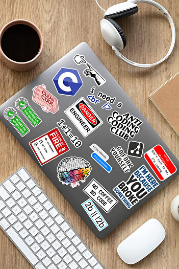 AR Sticker Yazılım & Yazılımcı Temalı Laptop Notebook Tablet Sticker Full Paket - 7SET